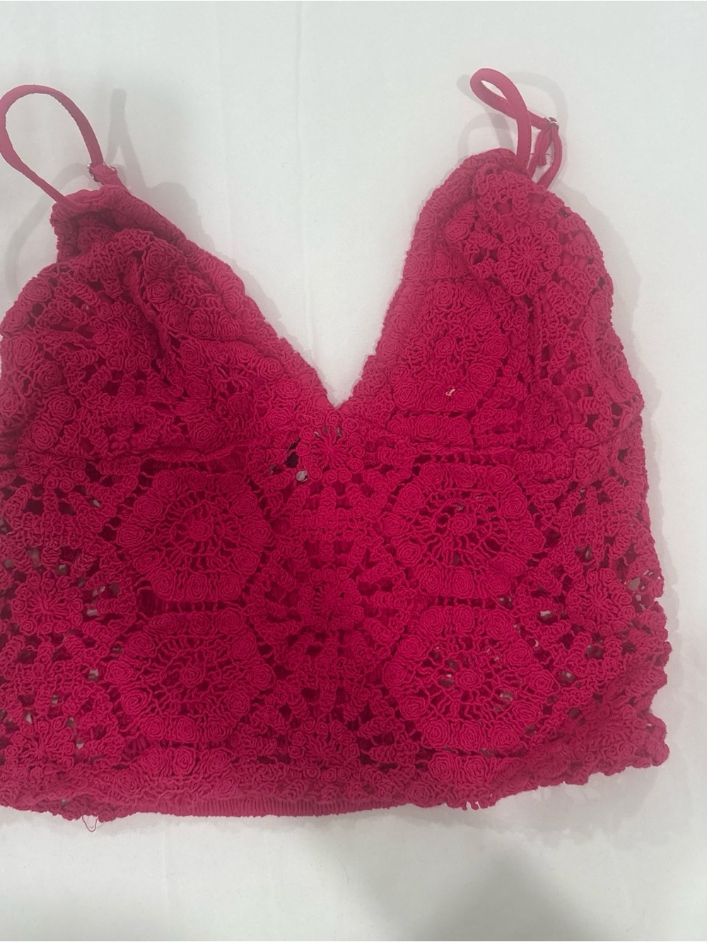 Crochet Bralette Top in Deep Raspberry Pink